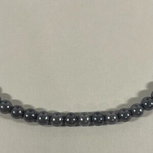 Small Gray Faux Pearl Bead Necklace 8mm Beads NWT